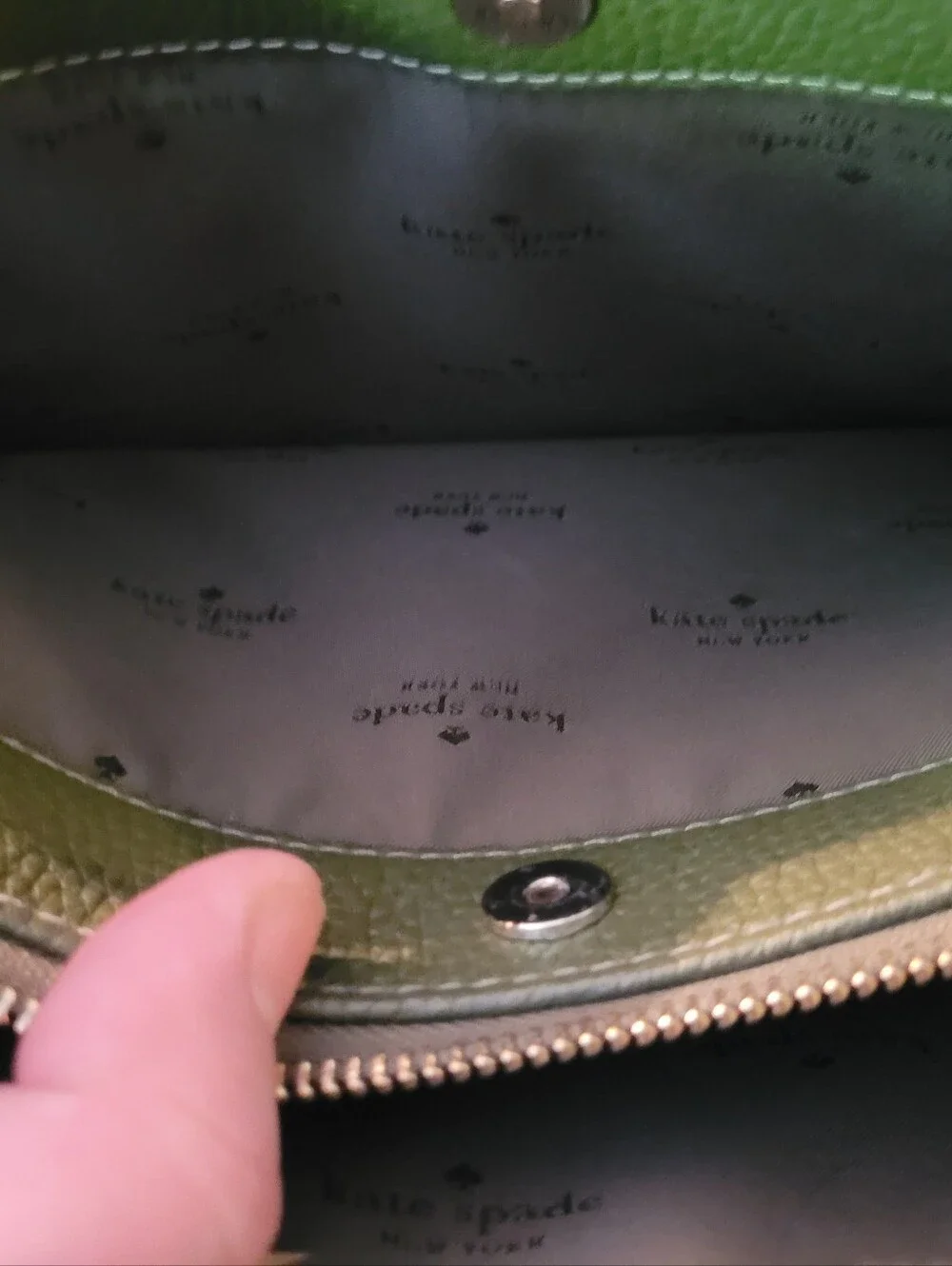 kate spade Green Pebbled Leather Satchel with Detachable Strap